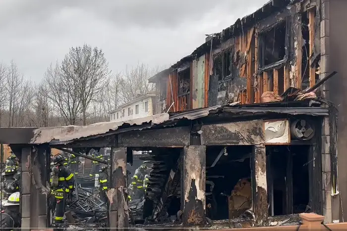 Screenshot from FDNY video taken of fire at 88 Shotwell Avenue, Feb. 17, 2023